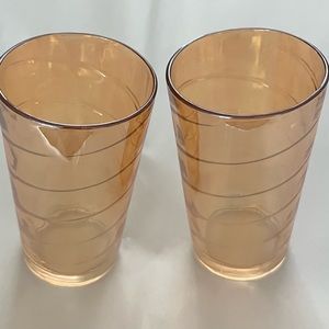 Vintage Peach Lusterware Swirl Tumblers – Set of 2